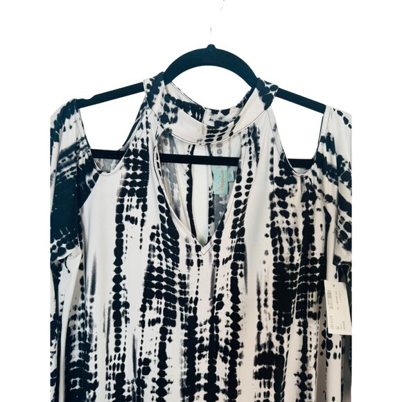 NWT Veronica M. Medium Off Shoulder Abstract Print Top Black & White - Picture 6 of 15